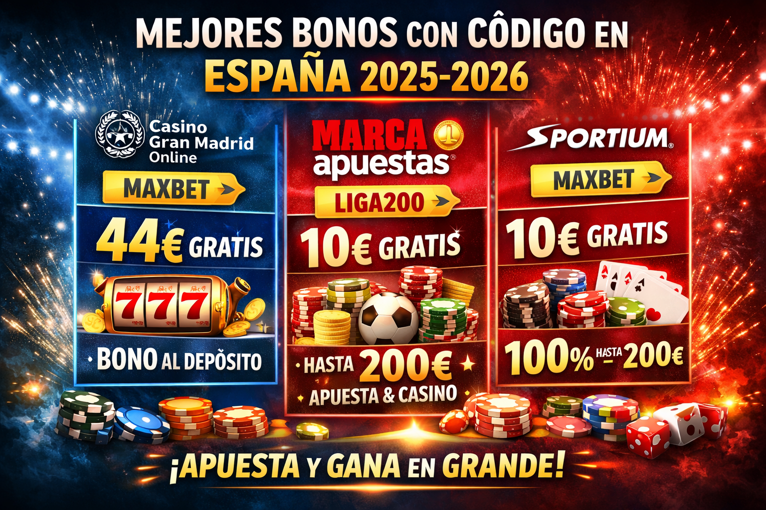 Bonos para apuestas y casino con código 2026